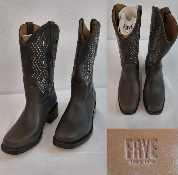 Frye Shoes - Frye Campus Deco Stud Boots Womens 10B Brown Leather Silver Stud Light Use#W5591